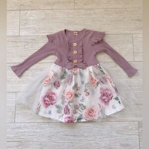 1-2T (90) spring dress with tulle over flower skirt.